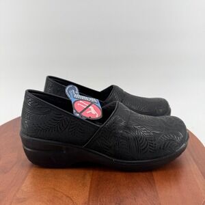 Easy‎ Works by Easy Street Lyndee Black Tooled Slip Resistant Clogs Womens 11M